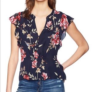 Josie Crisbell Silk Top- Size Large / dark navy